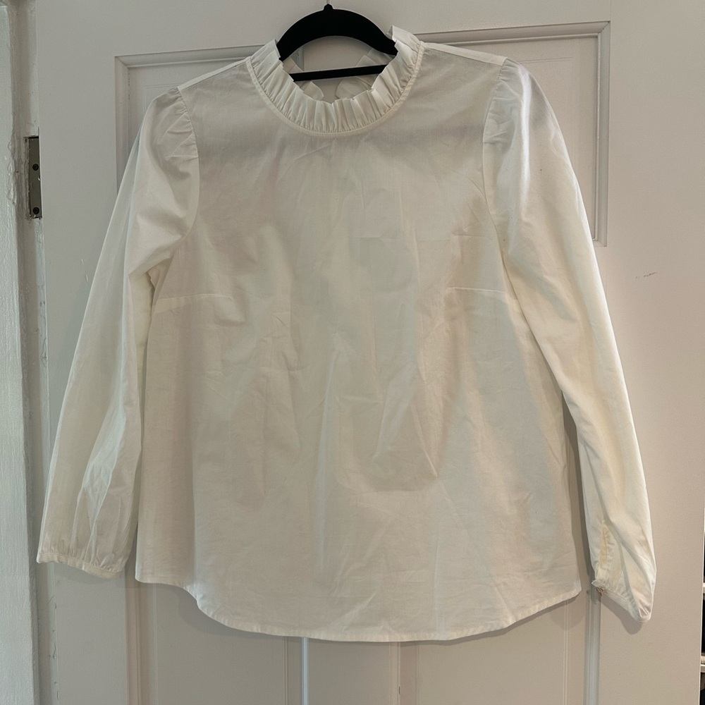 J. Crew Long Sleeve Ruffle Neck Top  - Size Small